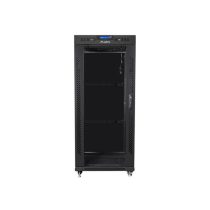   Lanberg 19" szabadon álló rack szekrény 27U/800X1200 üvegajtó, lapraszerelt, LCD kijelző, fekete