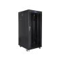 Lanberg 19" szabadon álló rack szekrény 27U/800X1200 üvegajtó, lapraszerelt, LCD kijelző, fekete