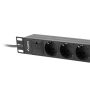 Lanberg 10" PDU/elosztósor 1U 10A 2m 3x Schuko aljzat fekete C14