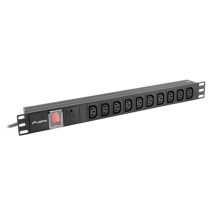   Lanberg 19" PDU/elosztósor 1U 10A 2m 10X IEC C13 aljzat, fekete C14