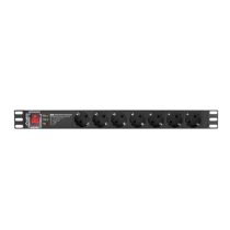   Lanberg 19" PDU/elosztósor PRO 1U 16A 2m 7x Schuko aljzat SPD-3MP, fekete