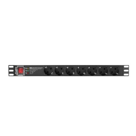 Lanberg 19" PDU/elosztósor PRO 1U 16A 2m 7x Schuko aljzat SPD-3MP, fekete