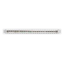   Lanberg Üres patch panel 24 port 1U 19" FTP, árnyékolt, tehermentesítővel, szürke