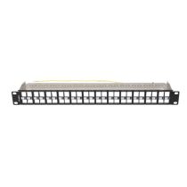   Lanberg Üres patch panel 48 port 1U 19" FTP, árnyékolt, tehermentesítővel, fekete