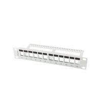   Lanberg Üres patch panel 12 port 1U 10" tehermentesítővel, szürke